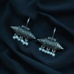 Silver Plated Casual Wear Oxidized Hook Earrings