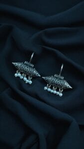 Silver Plated Casual Wear Oxidized Hook Earrings