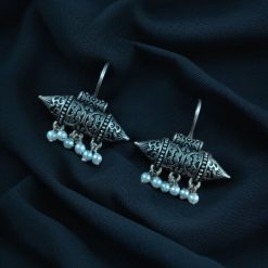 Silver-Plated-Casual-Wear-Oxidized-Hook-Earrings