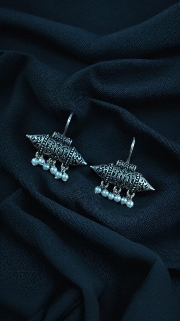 Silver-Plated-Casual-Wear-Oxidized-Hook-Earrings