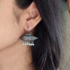 Silver Plated Casual Wear Oxidized Hook Earrings