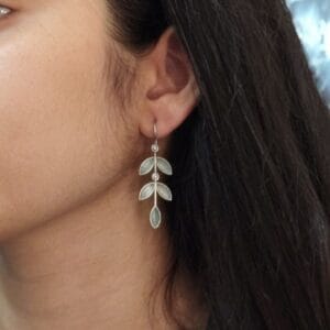 Bamboo Leaf Oxidised Earrings in Silver Plated Finish with a unique and elegant design.