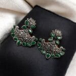 Bulk 16 Silver Look Like Best Lotus Stud Earrings In Replica Polish - "Green"