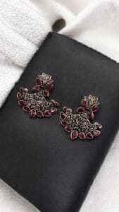 Silver Look Like Best Lotus Stud Earrings In Replica Polish - Color: "Pink"