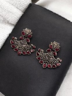 Silver look-alike lotus stud earrings with replica polish, perfect for a stylish and elegant touch.