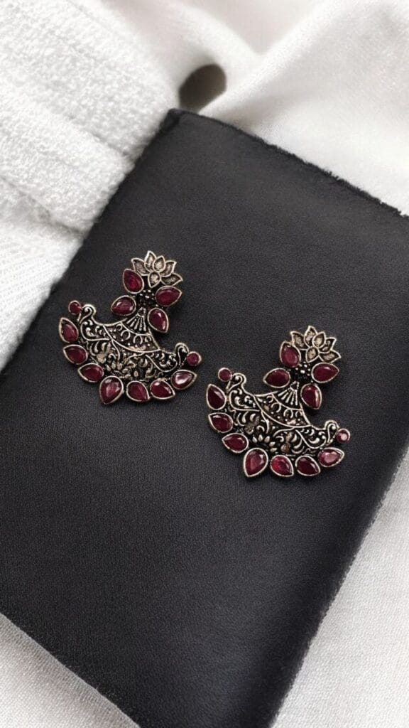 Silver Look Like Best Lotus Stud Earrings In Replica Polish