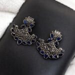 Bulk 12 Silver Look Like Best Lotus Stud Earrings In Replica Polish - "Blue"