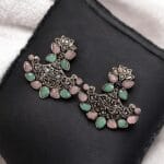 Bulk 6 Silver Look Like Best Lotus Stud Earrings In Replica Polish - "Baby Pink Mint"