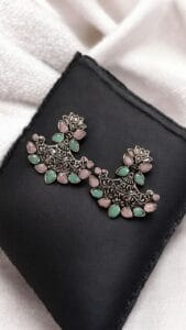 Silver Look Like Best Lotus Stud Earrings In Replica Polish - Color: "Baby Pink Mint"