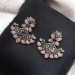 Bulk 10 Silver Look Like Best Lotus Stud Earrings In Replica Polish - "Baby Pink"