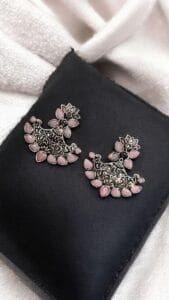 Silver Look Like Best Lotus Stud Earrings In Replica Polish - Color: "Baby Pink"