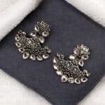 Bulk 14 Silver Look Like Best Lotus Stud Earrings In Replica Polish - "White"