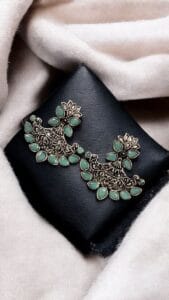 Silver Look Like Best Lotus Stud Earrings In Replica Polish - Color: "Mint"