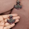 Silver look-alike lotus stud earrings with replica polish, perfect for a stylish and elegant touch.