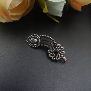 Lord Durga Oxidised Navratri Special Marathi Nath Press Nosepin - color: "Black"