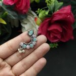 Bulk 70 Traditional Oxidised Silver Plated Marathi Nath Press Nosepin - "Baby Pink-Mint"