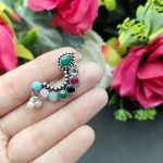 Bulk 64 Traditional Oxidised Silver Plated Marathi Nath Press Nosepin - "Multi"