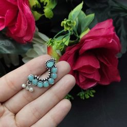 Traditional oxidised silver-plated Marathi nath nosepin