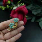Bulk 34 Gold Plated Marathi Style Stone Nosepin For Girls - "Aqua"