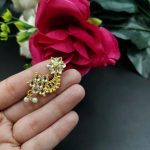 Bulk 32 Gold Plated Marathi Style Stone Nosepin For Girls - "White"