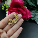 Bulk 118 Marathi Style Golden Polish Nosepin For Girls - "White"