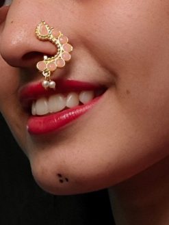 Marathi Style Golden Polish Nosepin For Girls