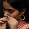 Vintage Oxidized Silver Plated Marathi Nath Press Nosepin - Traditional Maharashtrian Jewelry