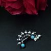 Vintage Oxidized Silver Plated Marathi Nath Press Nosepin - Traditional Maharashtrian Jewelry
