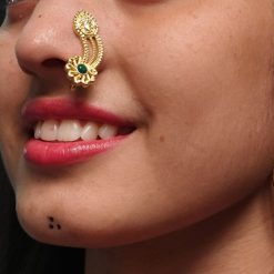 Marathi style golden Durga nosepin for Navratri