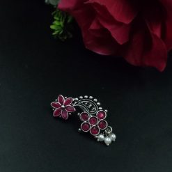 Oxidised silver plated Marathi Nath press nosepin
