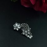 Bulk 54 Adorable Oxidised Silver Plated Marathi Nath Press Nosepin - "White"