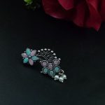 Bulk 46 Adorable Oxidised Silver Plated Marathi Nath Press Nosepin - "Baby Pink-Mint"