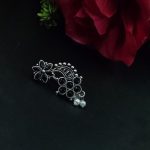 Bulk 42 Adorable Oxidised Silver Plated Marathi Nath Press Nosepin - "Black"