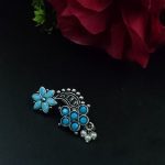 Bulk 52 Adorable Oxidised Silver Plated Marathi Nath Press Nosepin - "Aqua"