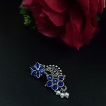 Bulk 50 Adorable Oxidised Silver Plated Marathi Nath Press Nosepin - "Blue"