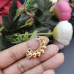 Bulk 16 Marathi Style Stone Work Golden Nosepin For Girls - "White"