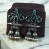 Double jhumka oxidised silver plated earrings for girls