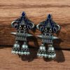 Double jhumka oxidised silver plated earrings for girls