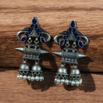 Bulk 10 Double jhumka Oxidised Earrings | Silver Plated Jewelry For Girls - "Blue"
