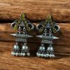 Double jhumka oxidised silver plated earrings for girls