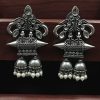 Double jhumka oxidised silver plated earrings for girls
