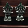Double jhumka oxidised silver plated earrings for girls