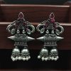 Double jhumka oxidised silver plated earrings for girls
