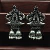 Double jhumka oxidised silver plated earrings for girls