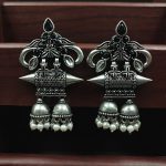 Bulk 12 Double jhumka Oxidised Earrings | Silver Plated Jewelry For Girls - "Black"