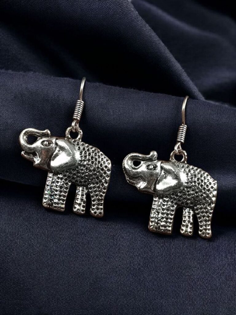 Elephant Hook Earrings in German Silver