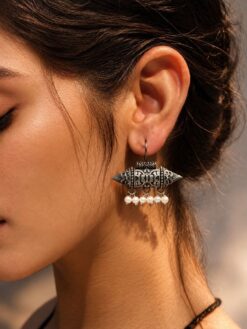 Silver-Plated-Casual-Wear-Oxidized-Hook-Earrings