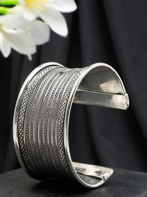 Oxidised Indian Style Free Size Cuff Bracelet - Image 2