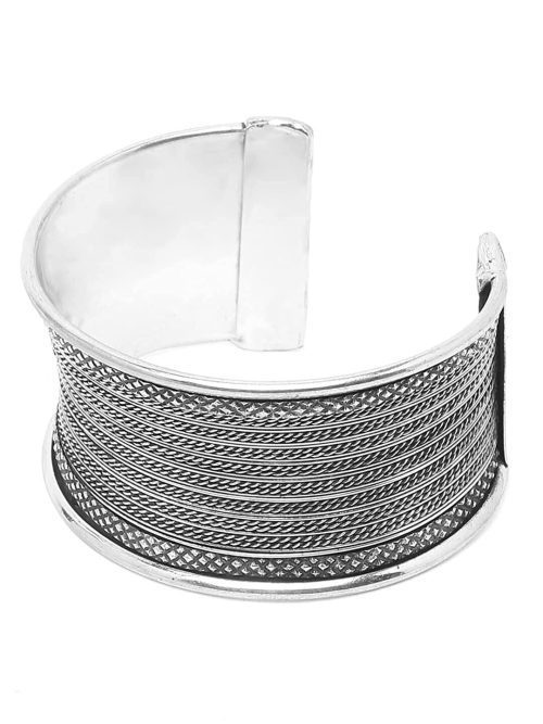 Oxidised Indian Style Free Size Cuff Bracelet - Image 3