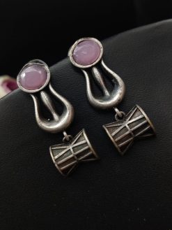 Antique Silver Look Like Trishul Stone Stud Earrings - Perfect DailyWear Earrings